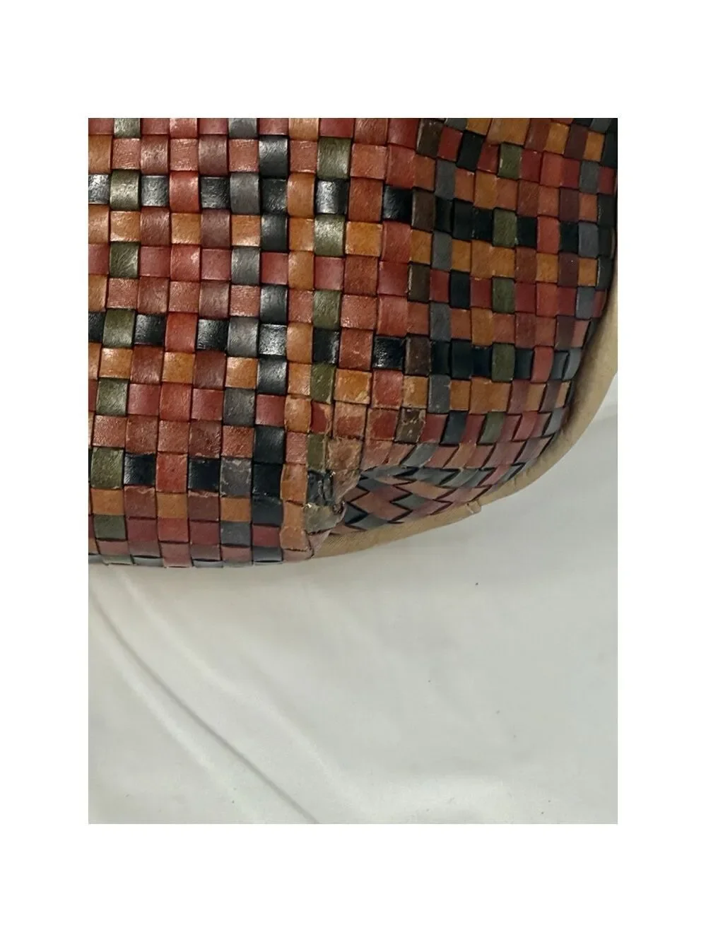 Vintage Avorio Leather Woven Hobo Bag Purse with matching wallet